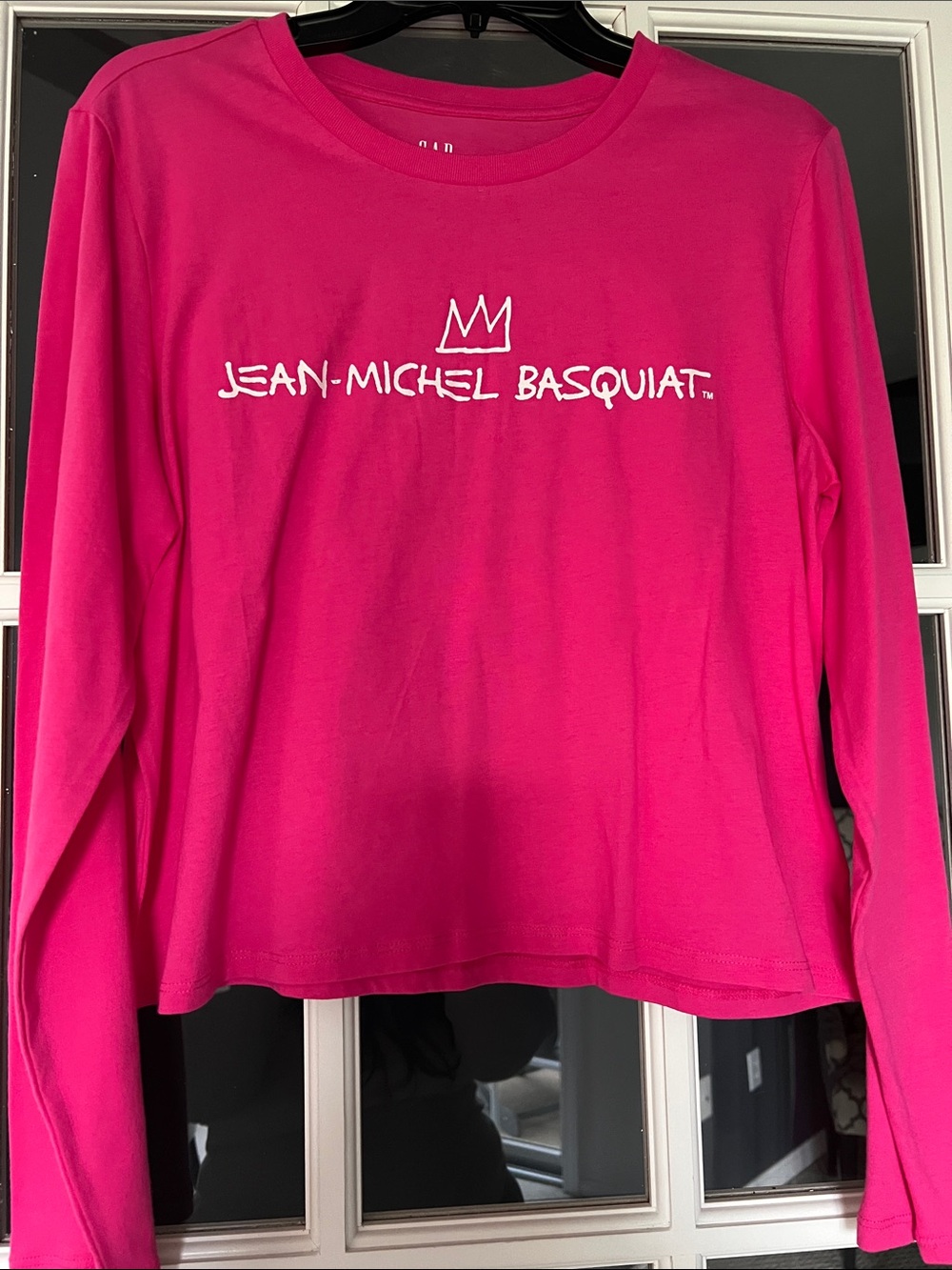 Gap Women’s Shrunken Long Sleeve T-Shirt Hot Pink Size L NWOT